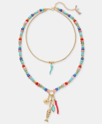 lonna & lilly Beaded Charm Layered Pendant Necklace, 16" + 3" extender