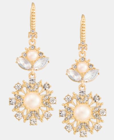 Серьги Marchesa с кристаллами и имитацией жемчуга