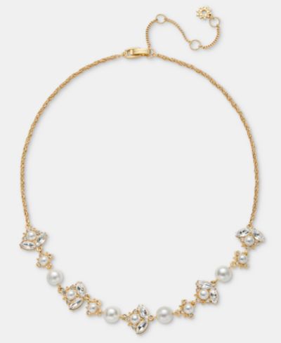 Ожерелье Marchesa Crystal & Imitation Pearl Statement Necklace, 16" + 3" extender