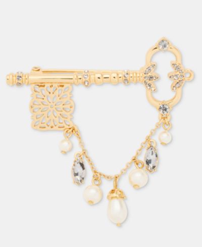 Брошь-булавка Lauren Ralph Lauren Crystal & Imitation Pearl Key