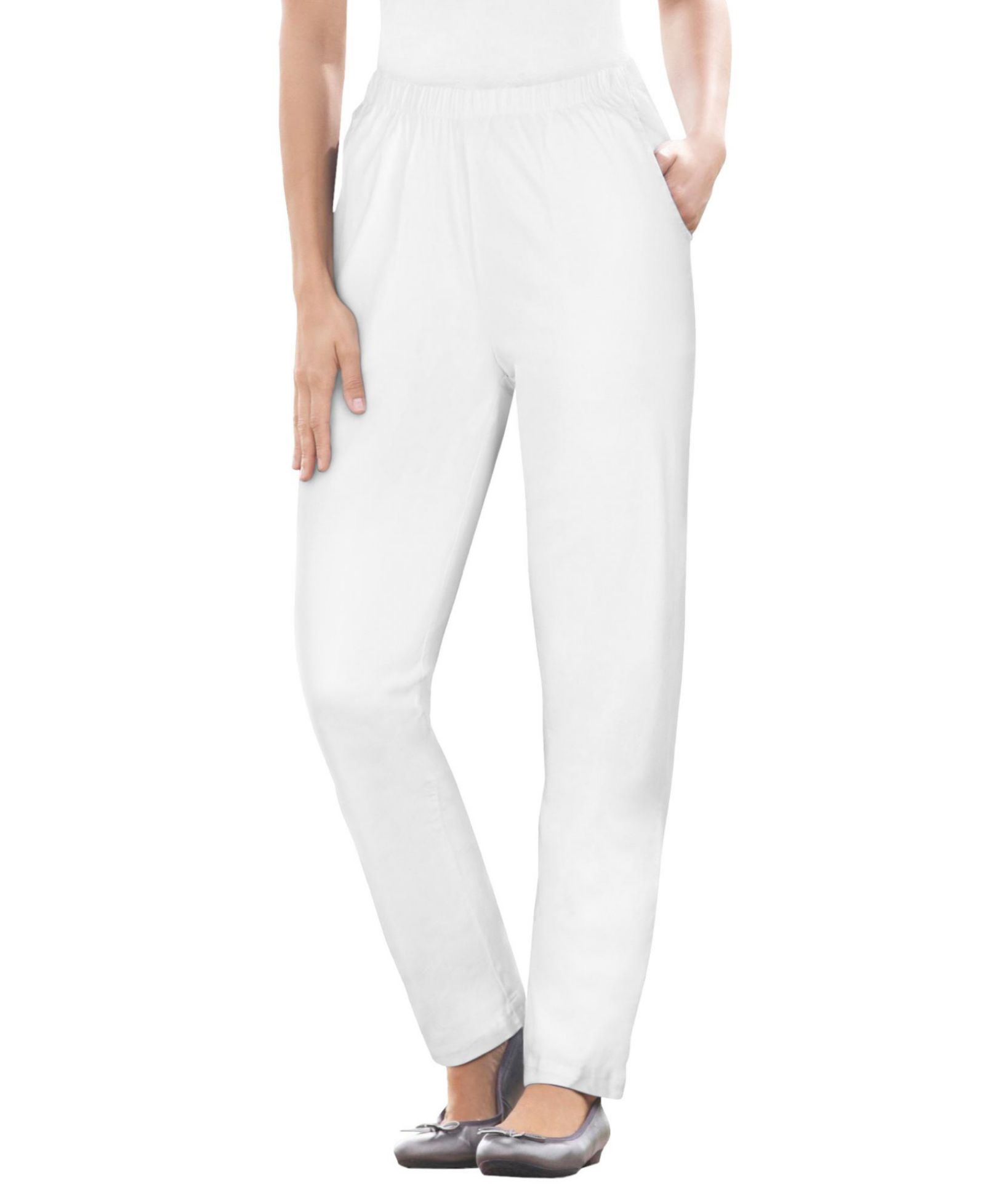 Woman Within Women's Within Tall Straight Leg Fineline Pull-On Stretch Denim Jeans