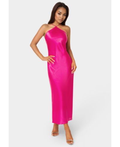 Женское атласное платье Bebe Halter Neck Gown