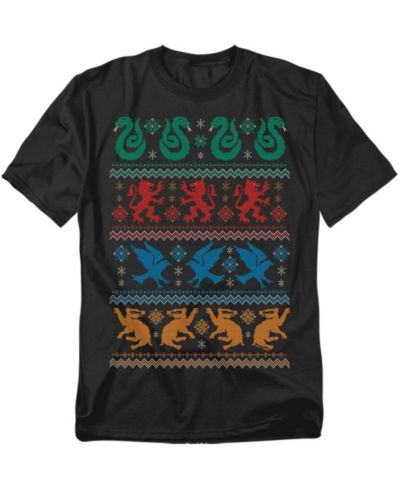 Harry Potter Big & Tall Hogwarts Houses Fair Isle Christmas Sweater T Shirt