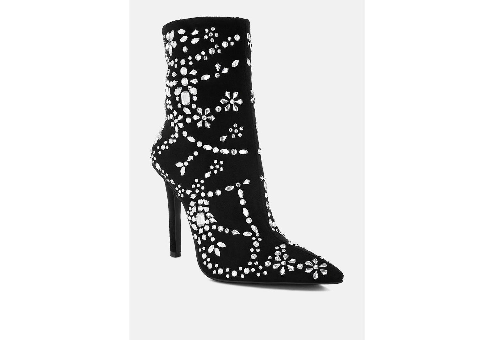 London Rag Women's Dunari Diamante Embellished Microfiber Boots