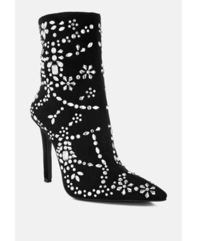 London Rag Women's Dunari Diamante Embellished Microfiber Boots