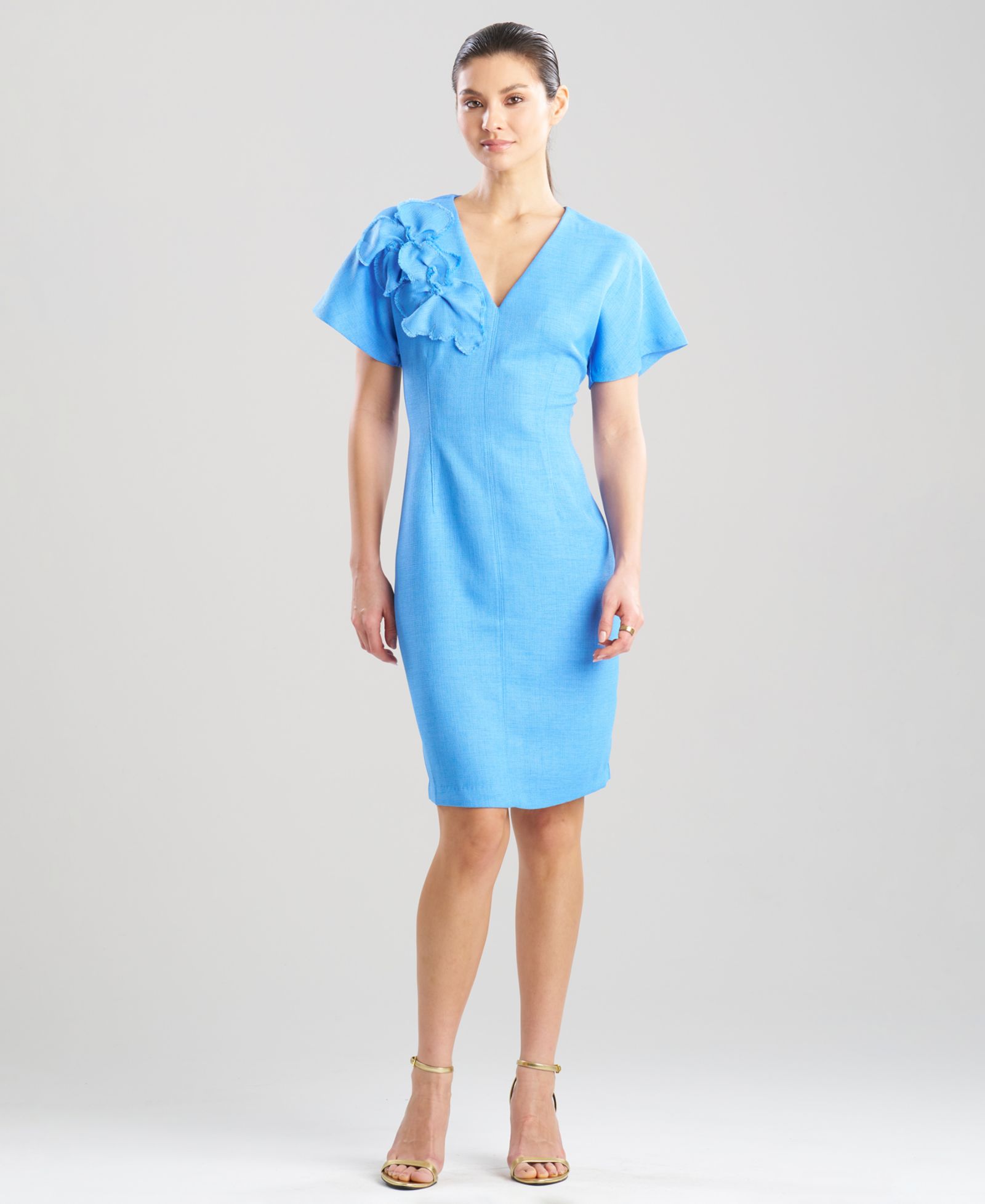 Natori Women’s Basket Weave V-Neck Midi Dress
