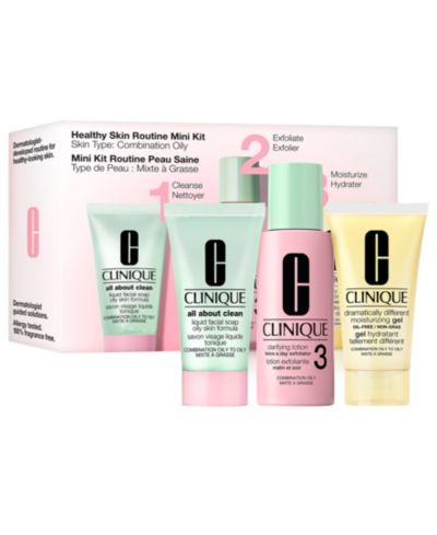 Clinique Набор для ухода за кожей Healthy Skin Routine, 3 шт., для комбинированной жирной кожи