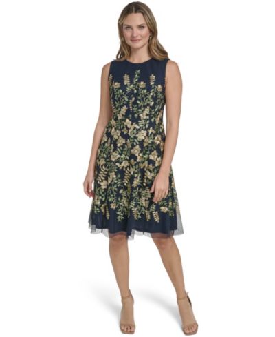 Jessica Howard Women's Sleeveless Waist Tie Midi Dress