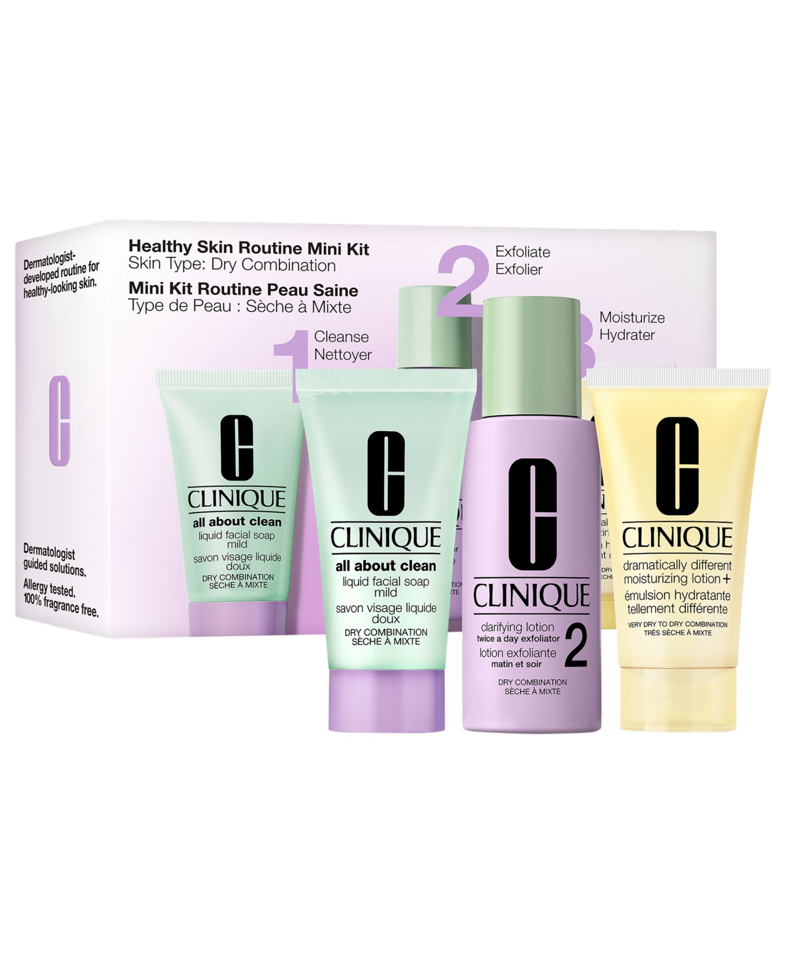 Clinique 3-Pc. Healthy Skin Routine: Mini 3-Step Skincare Set For Dry Combination Skin