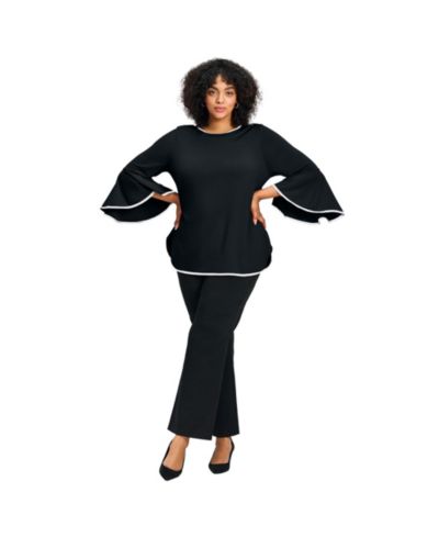 AVENUE Женский топ Ivana с контрастными рукавами-колоколами, Plus Size