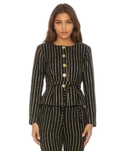 Alexia Admor Women's Arjun Tweed Long Sleeve Scoop Neck Sweater Jacket