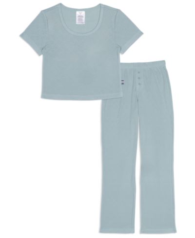 Splendid Girls' 6-16 Heart Pointelle Round Neck T-Shirt & Pants, 2-Piece Set