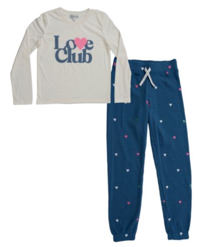 PJ SALVAGE Girls' 6-16 Long-Sleeve T-Shirt & Jogger Pants, 2-Piece Pajama Set