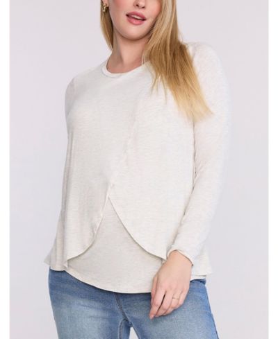 Motherhood Maternity Women's Motherhood Crewneck Long Sleeve Draped Nursing Tee