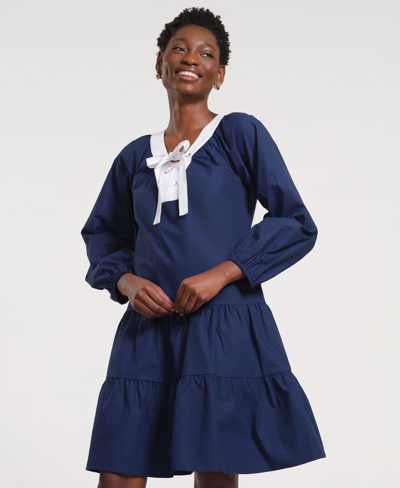 Isaac Mizrahi Women's Long-Sleeve Tiered Midi Dress