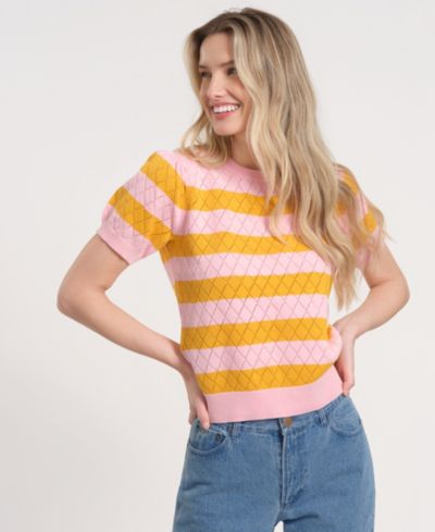 Isaac Mizrahi Women's Balloon Short-Sleeve Knitted Sweater