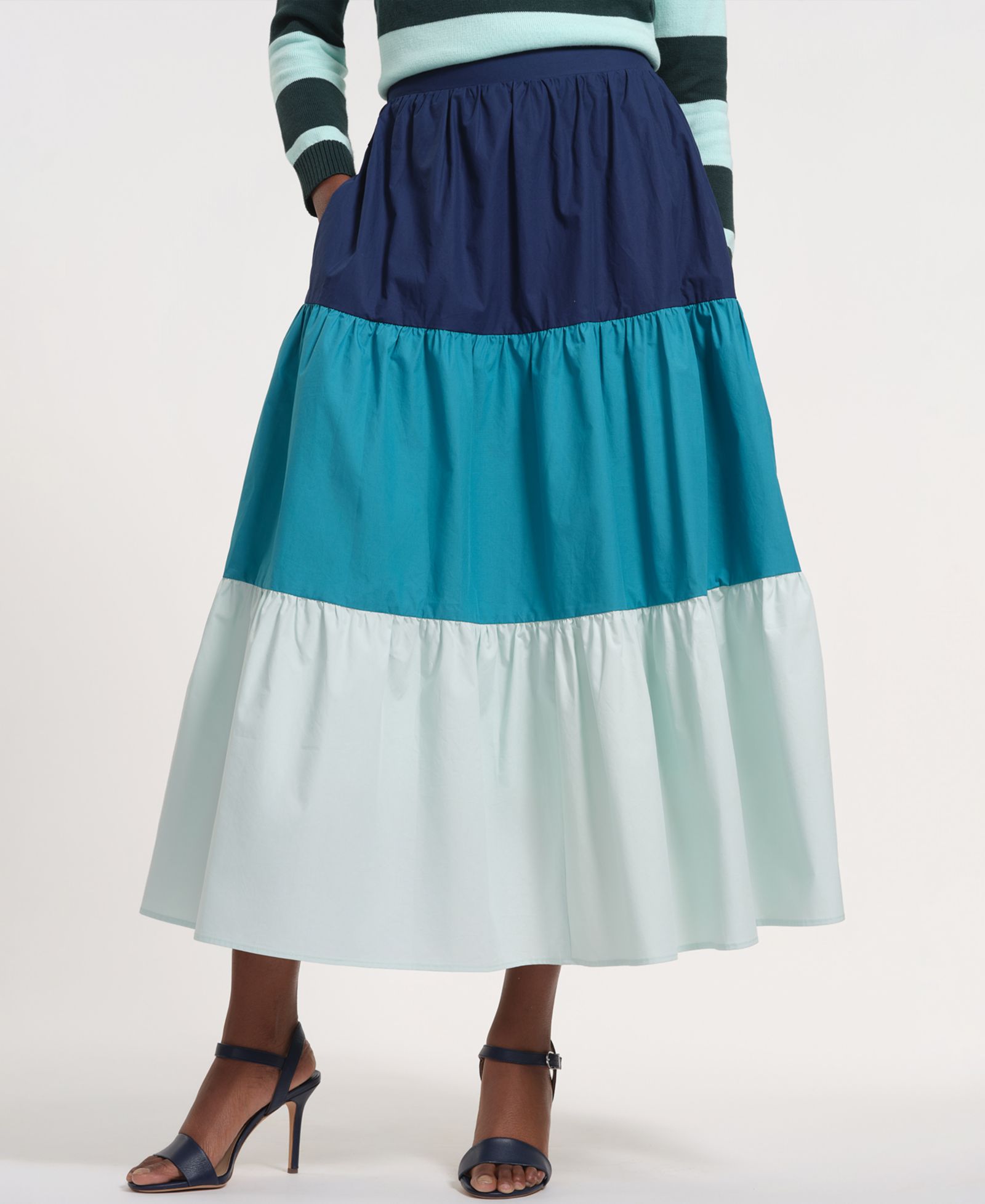 Isaac Mizrahi Women's Pull-On Tiered Maxi Long Skirt