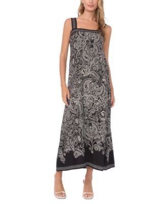 Женское платье Vince Camuto Printed Square-Neck Smocked-Back Sleeveless Maxi