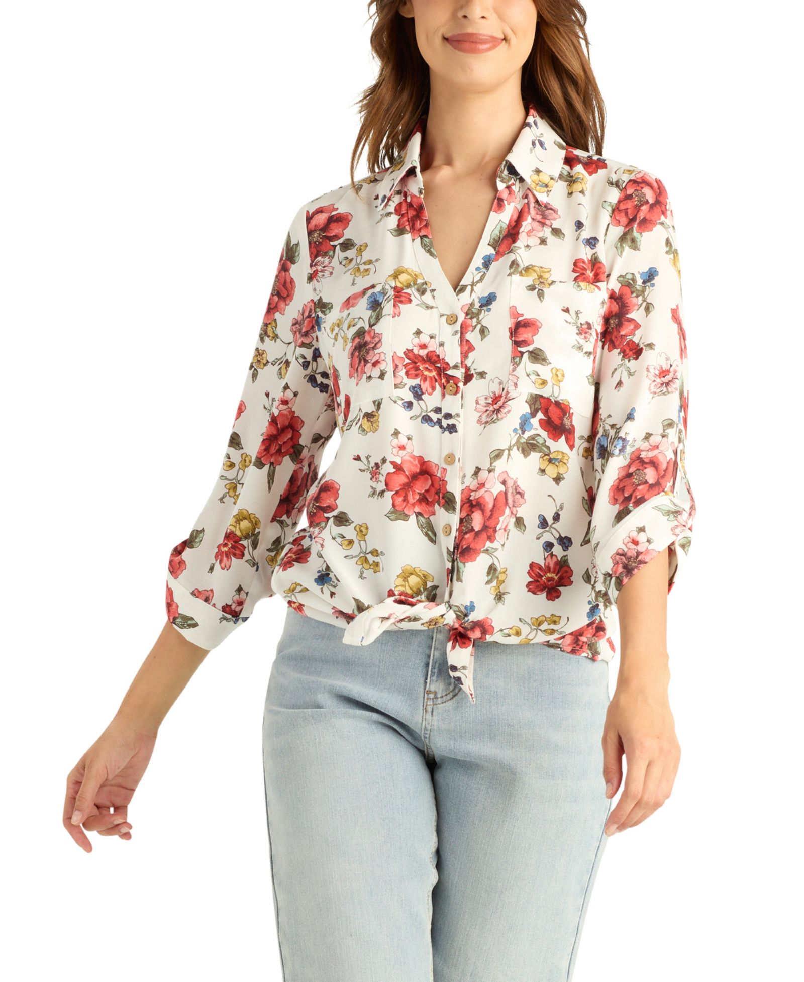 Женская рубашка BCX Printed Collared Button-Up