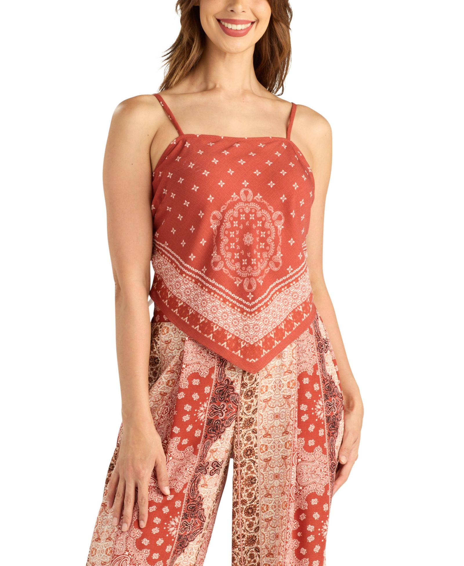 BCX Women's Printed Square-Neck Cami Top