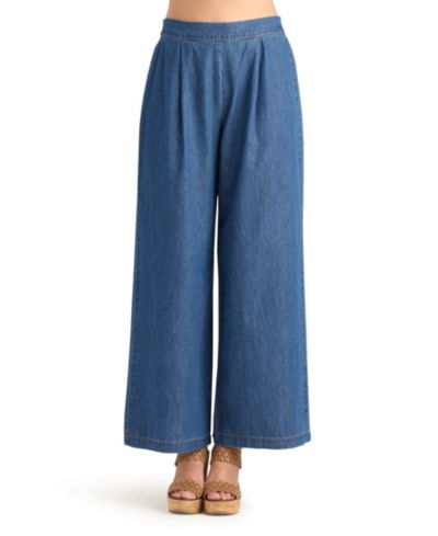 BCX Women's Denim Wide-Leg Pull-On Pants