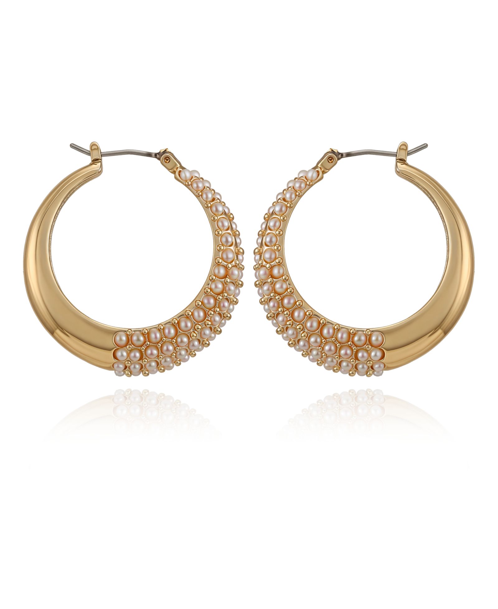 Серьги-кольца GUESS с имитацией жемчуга Pave Hoop