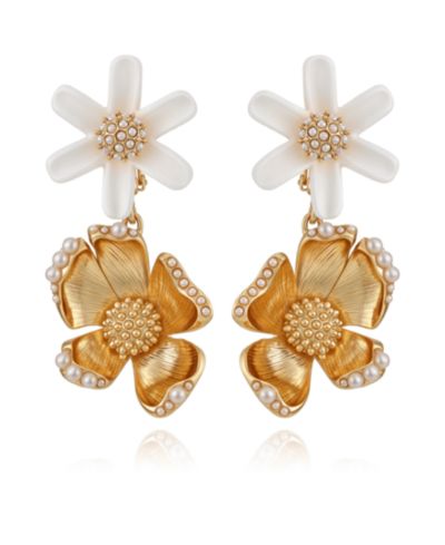 GUESS Gold Plated Floral Drop Earrings