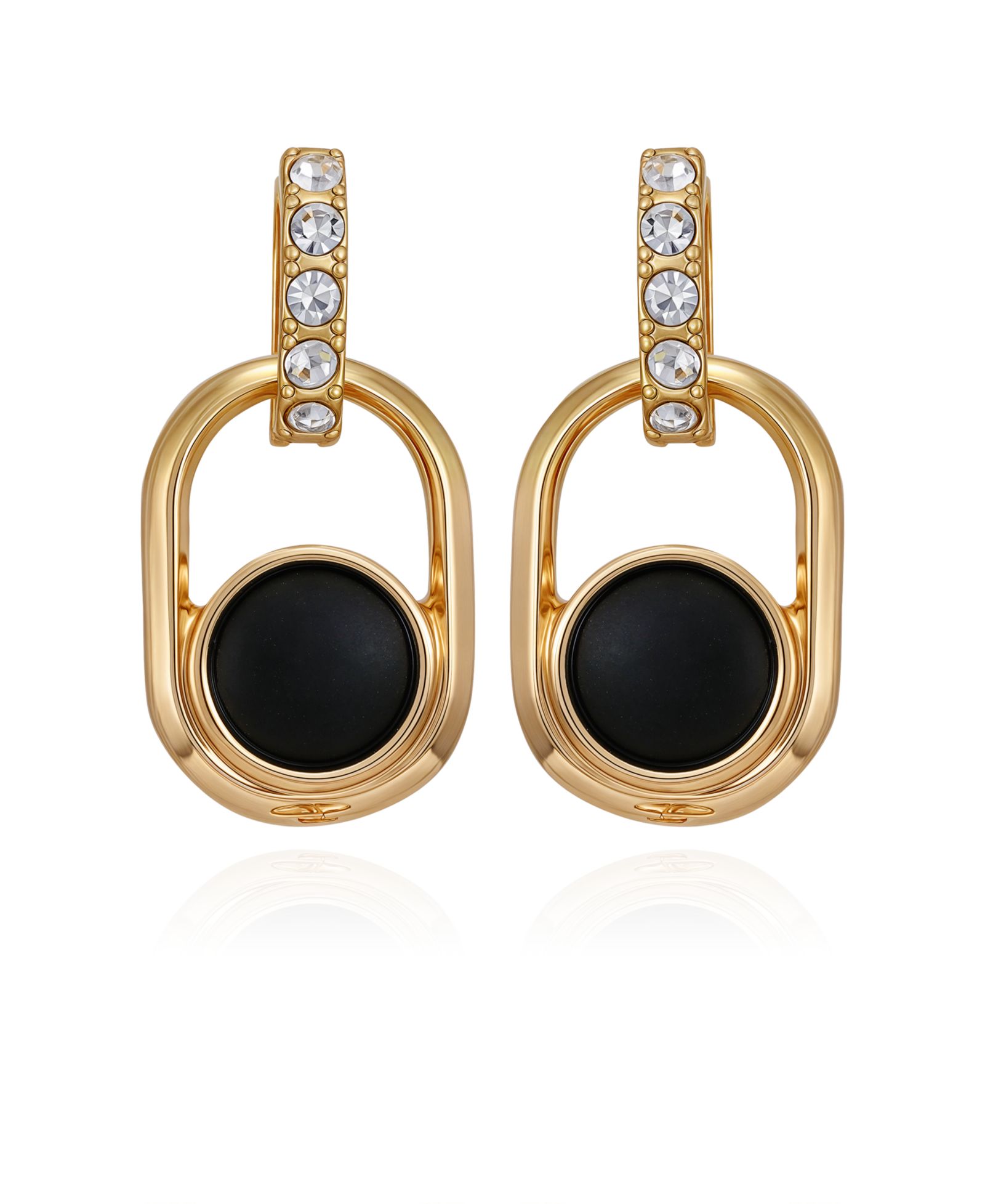 GUESS Gold-Tone Black Stone Linear Drop Earrings
