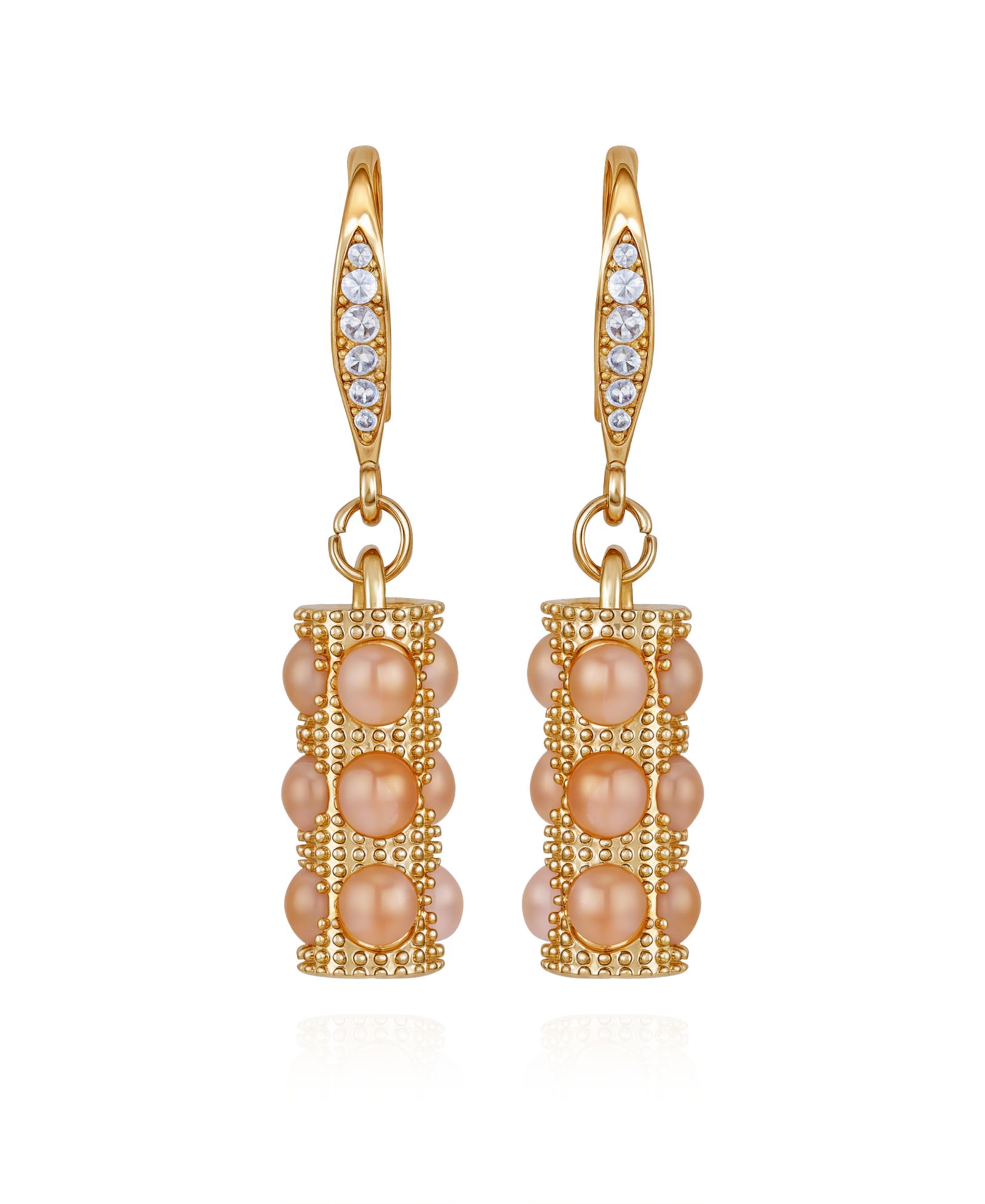 Серьги GUESS Gold-Tone Rose Stone Lever-Back Drop