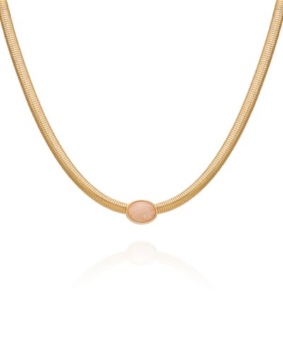 GUESS Rose Quartz Gold-Tone Collar Necklace