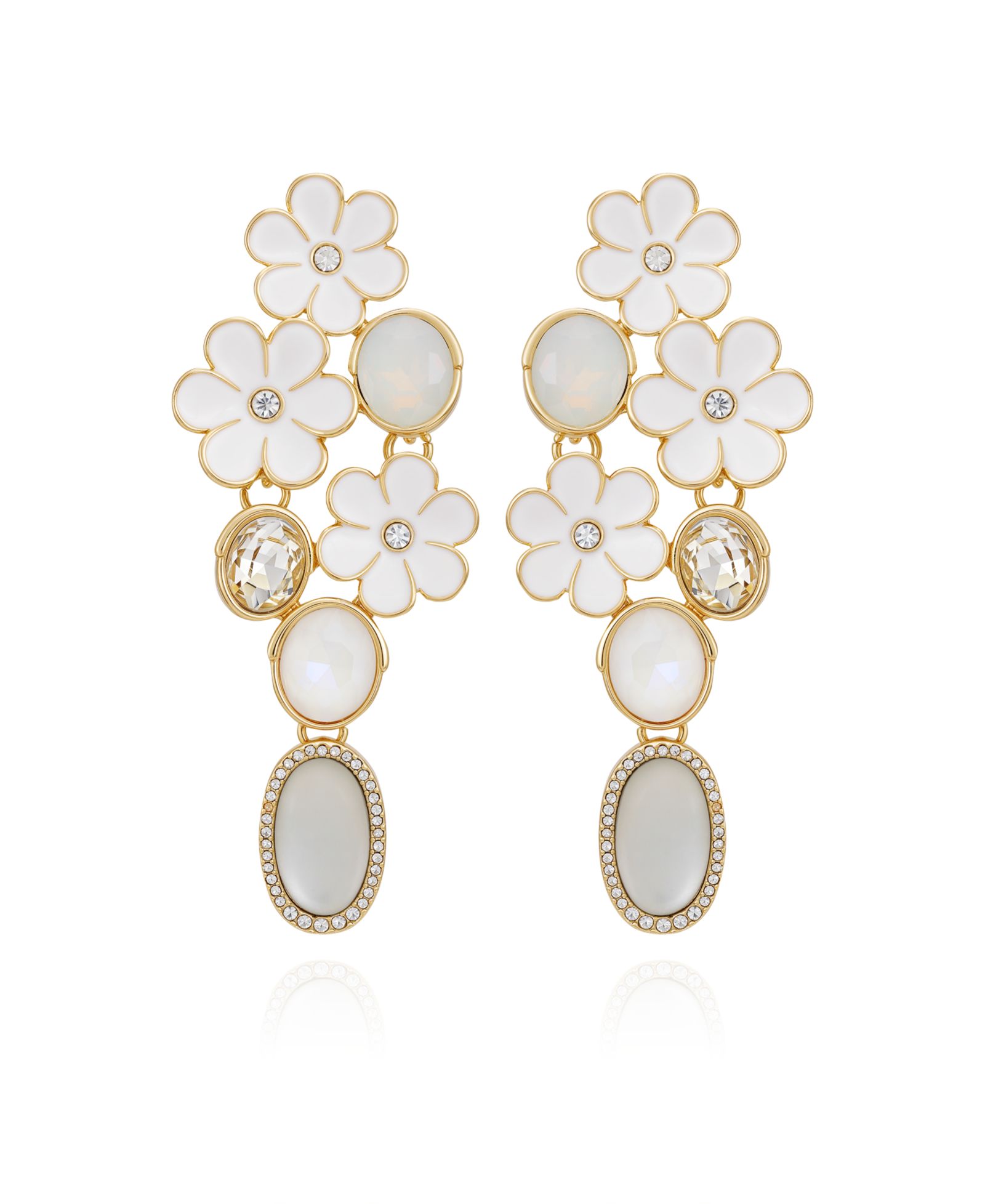Серьги GUESS Gold-Tone Floral Linear Drop