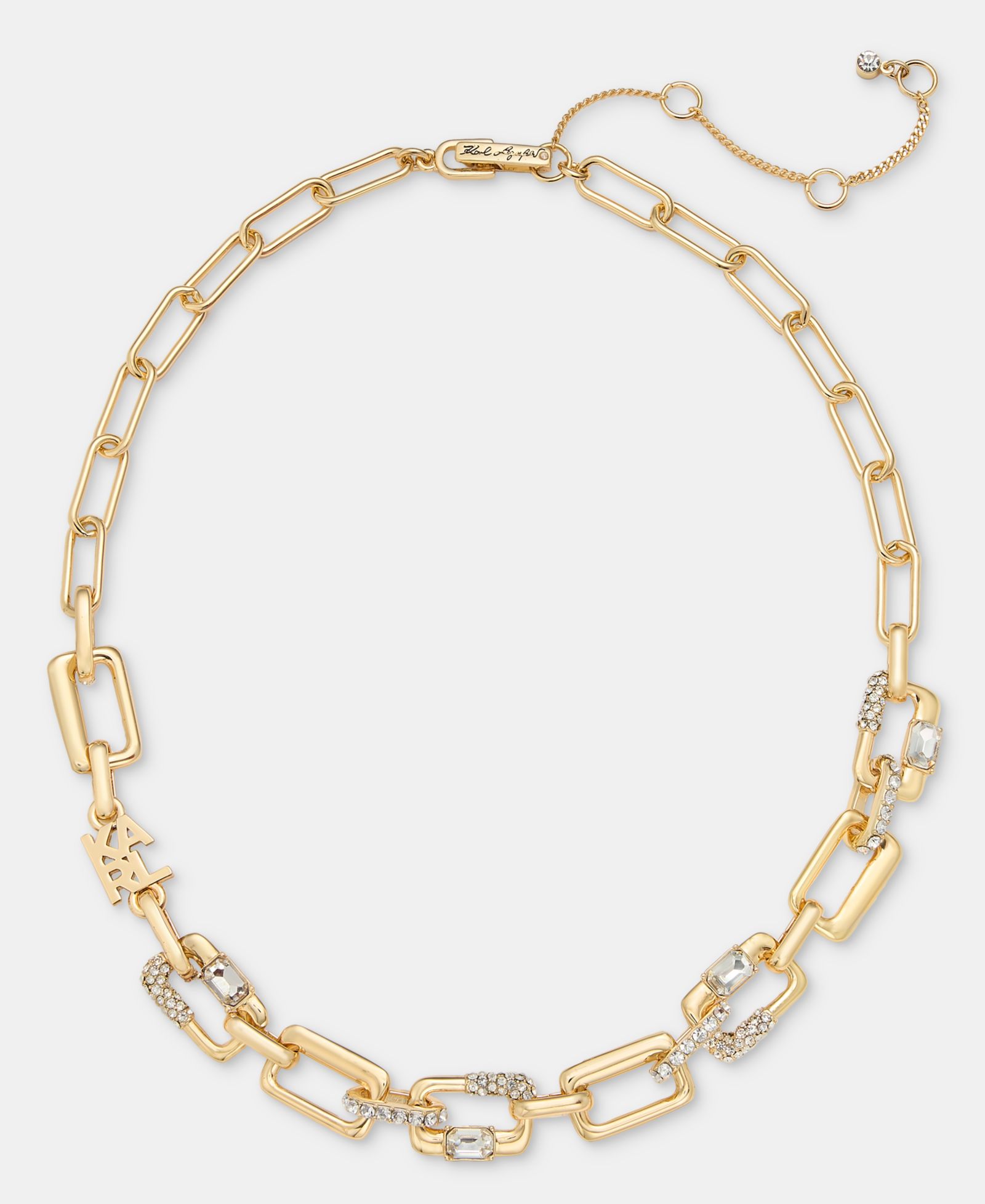 KARL LAGERFELD PARIS Logo Pave Link Collar Necklace