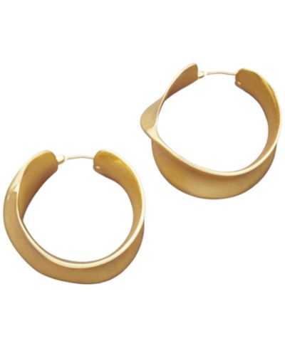 Donna Karan New York Gold-Tone Twisted Wide Hoop Earrings