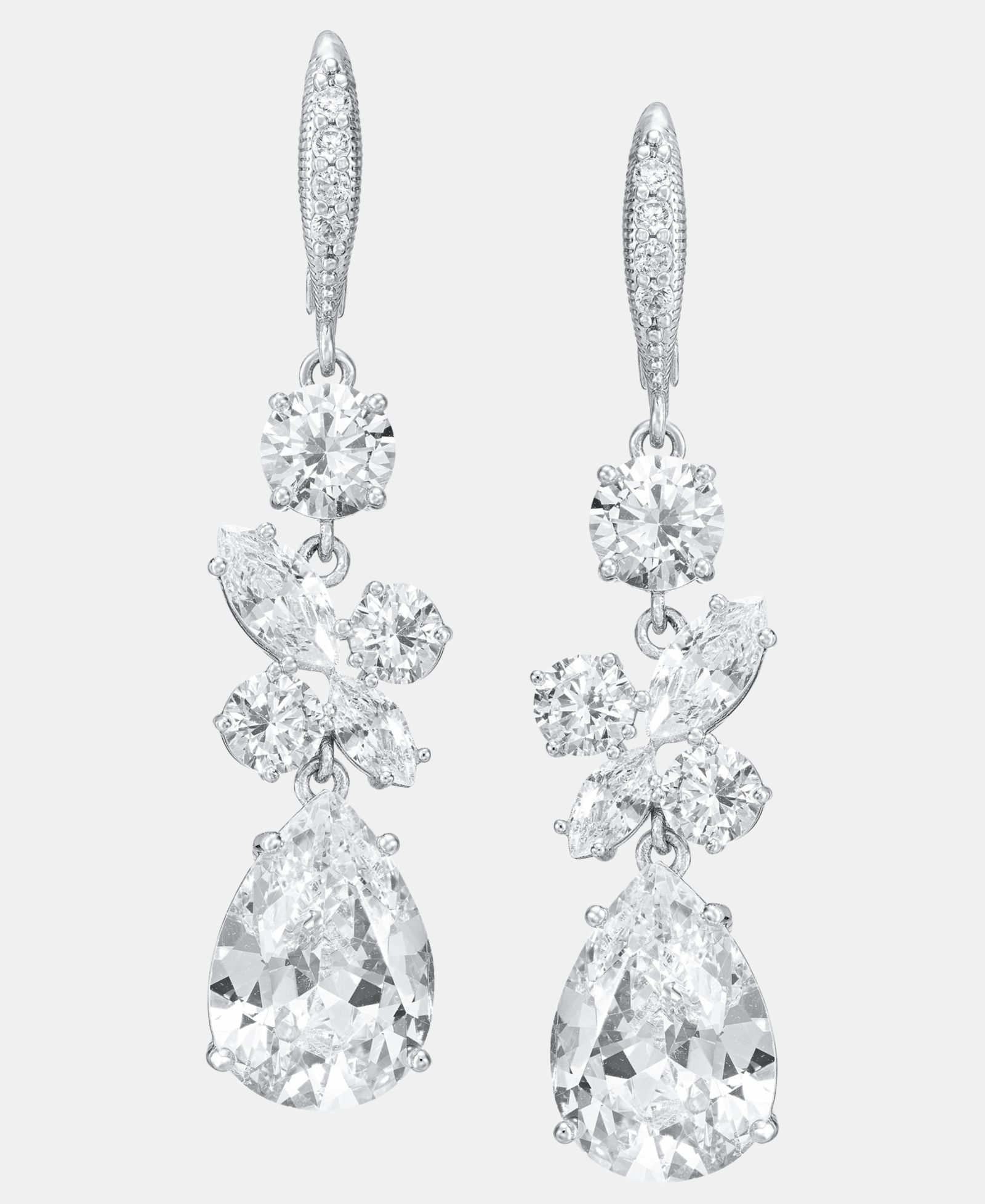 Givenchy Cubic Zirconia Cluster Triple Drop Earrings