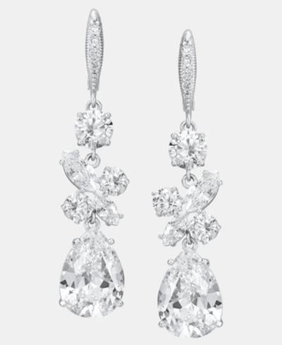Givenchy Cubic Zirconia Cluster Triple Drop Earrings