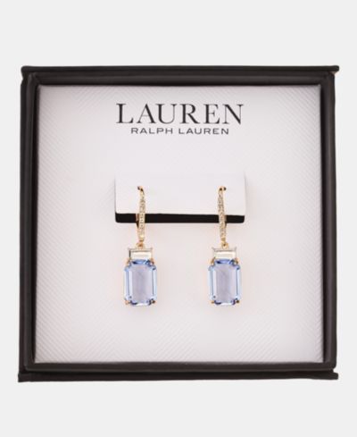 Lauren Ralph Lauren Серьги-подвески с синим камнем Gold-Tone Boxed