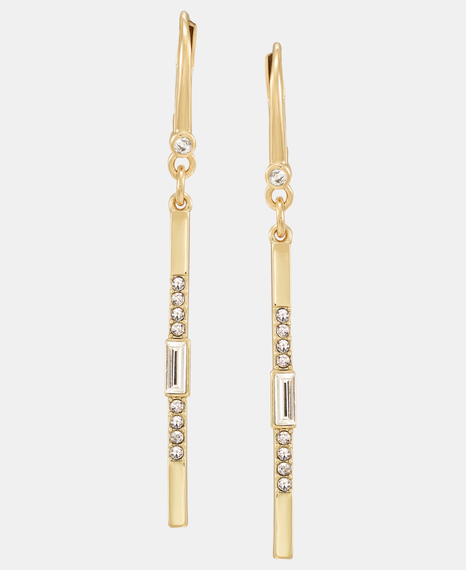 DKNY Gold-Tone Drama Crystal Pavé Bar Linear Earrings