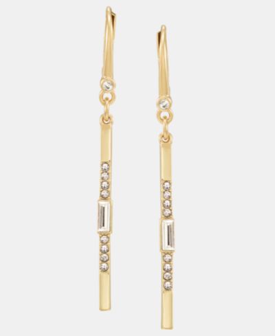 DKNY Gold-Tone Drama Crystal Pavé Bar Linear Earrings