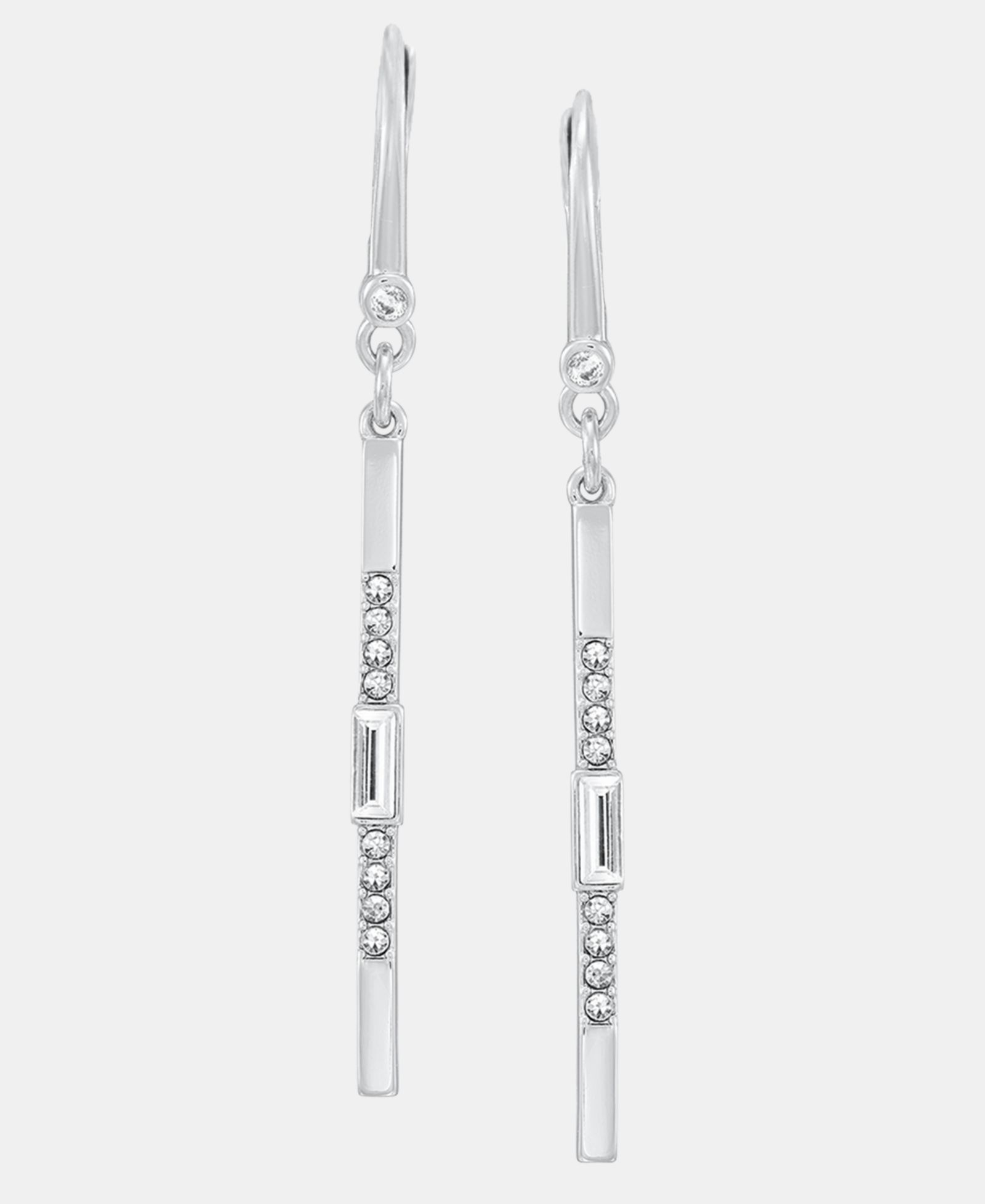 DKNY Silver-Tone Crystal Pavé Bar Linear Earrings