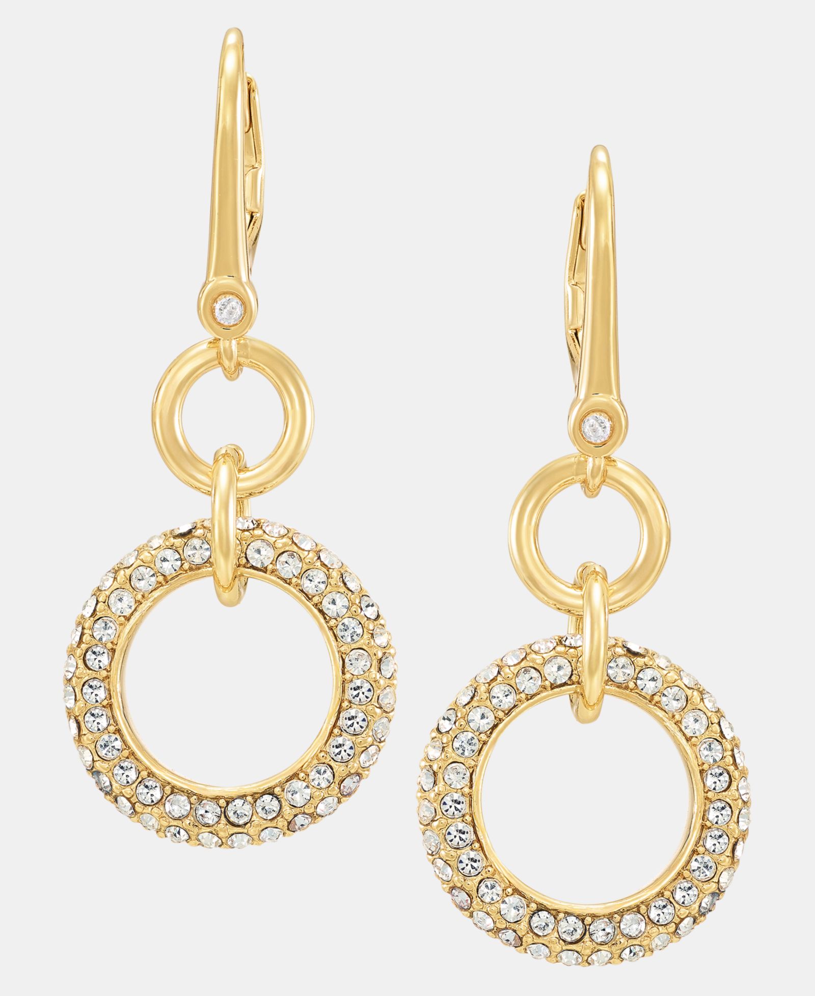 Серьги DKNY Gold-Tone Crystal Pavé Circle Double Drop