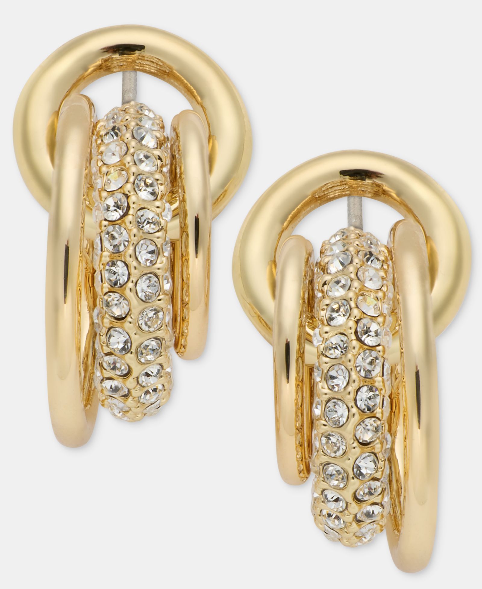 Серьги-кольца DKNY Gold-Tone Crystal Pavé Shaky