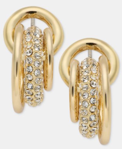 Серьги-кольца DKNY Gold-Tone Crystal Pavé Shaky