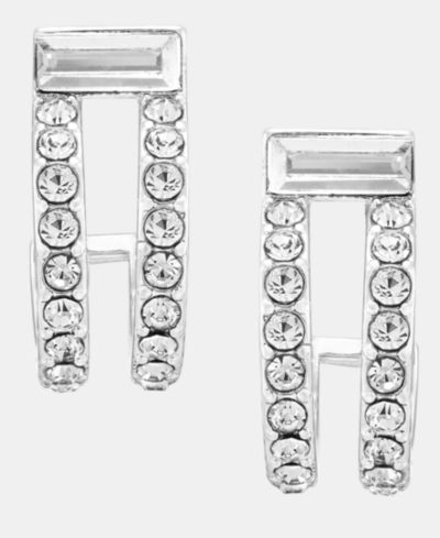Серьги-кольца DKNY с кристаллами и отделкой pavé, серебристого цвета