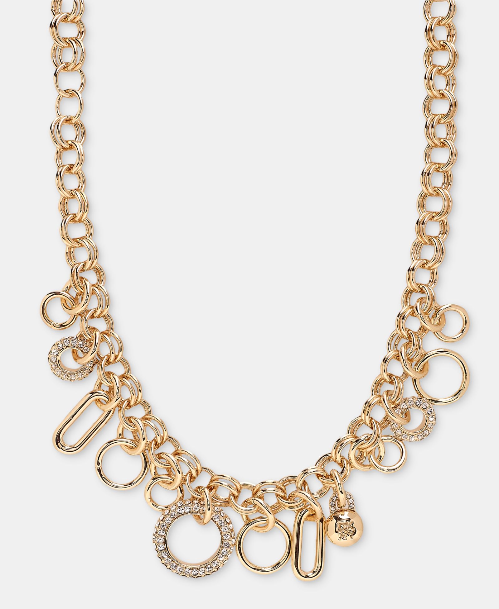 DKNY Crystal Logo Charm 16" Statement Necklace