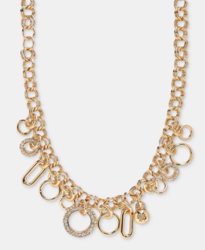 DKNY Колье с кристаллами и логотипом 16" Statement Necklace