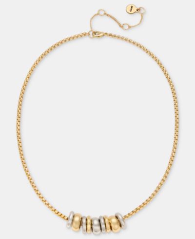 DKNY Puffy Rondelle Bead Statement Necklace, 16" + 3" extender