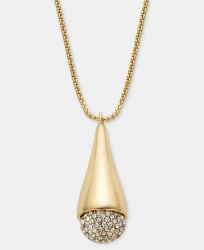 DKNY ожерелье с кулоном Crystal Pavé Beaded Gold-Tone 40"