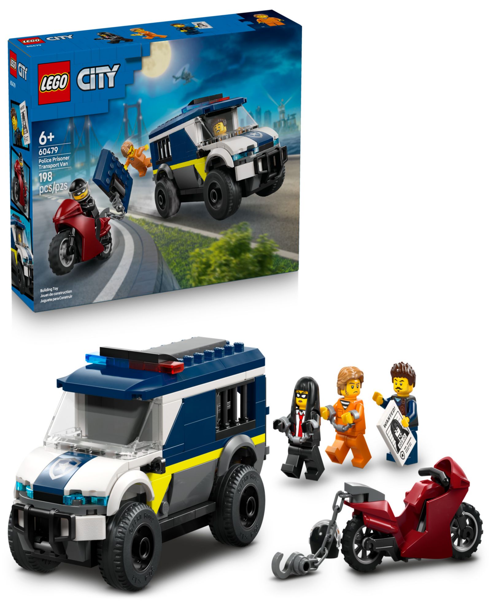 LEGO® City Police Prisoner Transport Van Building Toy 60479, 198 Pieces