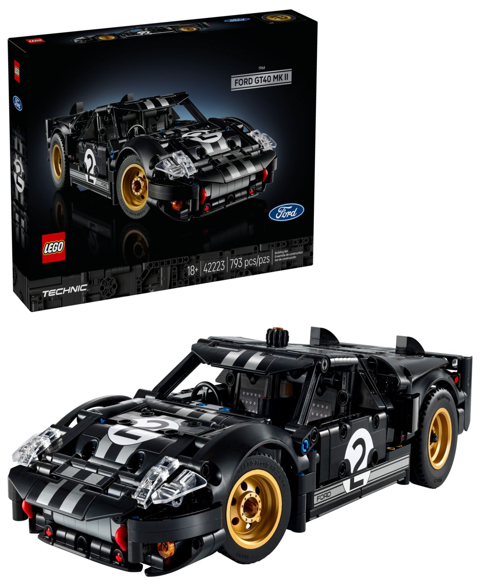 LEGO® Technic 1966 Ford GT40 MKII гоночный автомобиль, набор 42223, 793 детали