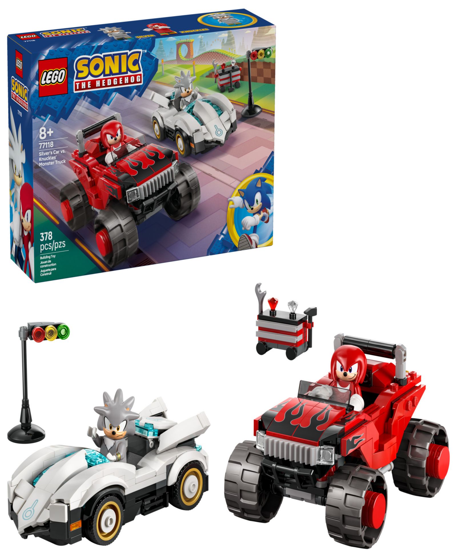 LEGO® Sonic the Hedgehog Silver's Car vs. Knuckles' Monster Truck, 378 Pieces